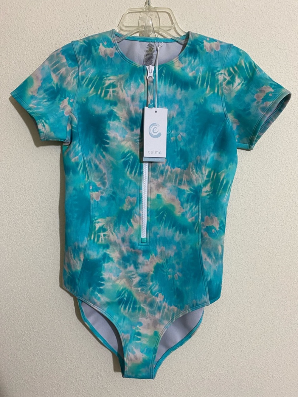 CALME Tie-Dye Turquoise Marble Design Neoprene Wetsuit Women's Size M